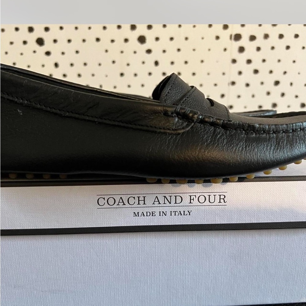 Coach and Four Black Leather Slip-On Loafers